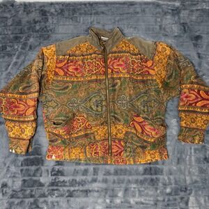 Beyond Performance Silk Bomber Jacket Womens Medium Multi Paisley Vintage 90s